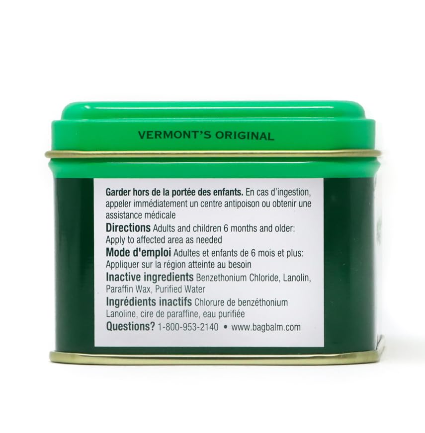 Bag Balm Vermont's Original Moisturizing for Dry Skin, Chapped Lips, Cracked Heels, Dog Paw Pads + More. 118 ml (4 oz) Tin (1) - size: 3.99 Ounce (Pack of 1)