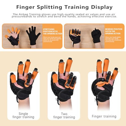 Rehabilitation Robot Gloves, Finger Exerciser for Stroke Recovery Hand Glove Equipment Hand Function Rehabilitation (Orange Left Hand XL) - size: Left Hand XL