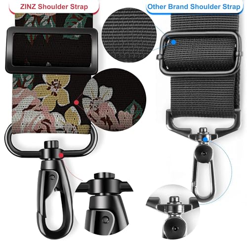 ZINZ 75" Shoulder Strap with Fixed Pad and Dual Balanced Buckles，Black Flowers - color: Black Flowers