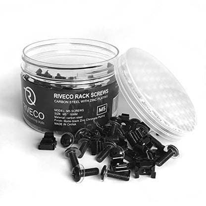 RIVECO M5 Rack Screws & Cage Nuts for Server Cabinets & Racks Mounting Network Equipment Clip Nuts 50 Sets Black - size: M5 Screws + Cage Nuts (50 Sets)