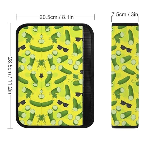 2PCS Breathable Seat Belt Cover for Adults and Children, Most Cars, Novelty Funny Green Pickle Shoulder Harness Cover, Shock Absorption - color: Pattern 1132