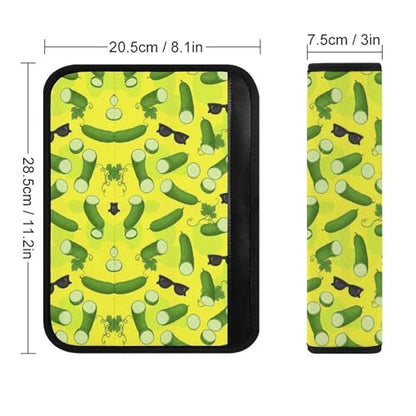 2PCS Breathable Seat Belt Cover for Adults and Children, Most Cars, Novelty Funny Green Pickle Shoulder Harness Cover, Shock Absorption - color: Pattern 1132