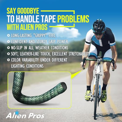ALIEN PROS Chameleon Skin Bike Handlebar Tape (Set of 2) – Full Pattern Upgrade with Striking Color-Shifting Design and Premium Comfort Grip (Green) - color: Green