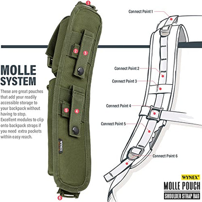 WYNEX Tactical Molle Accessory Pouch, Backpack Shoulder Strap Bag Shoulder Tape Additional Bag Multifunctional Hunting Tools Pouch - color: Army Green - 2 Packs