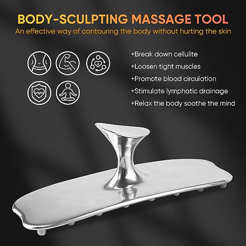 ONUEMP Stainless Steel Cellulite Brush, Fascia Massage Tool Maderoterapia Kit for Gua Sha, Ice Body Sculpting, Lymphatic Drainage, Cellulite Remover, Deep Tissue Pain Relief - size: Small Brush