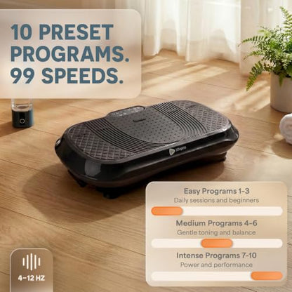 Lifepro Waver Vibration Plate Exercise Machine with 99 Speeds & 10 Presets | Resistance Bands, Non-Slip Surface, 330 lbs Capacity — Vibration Plate for Lymphatic Drainage, Body Toning, Full-Body Workout - color: Black