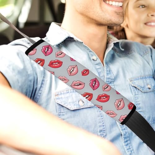 Universal Soft and Comfortable Car Seat Straps Shoulder Pads for Adult Use, Stroller Pushchair High Chair, 2PCS Lips Prints Kiss Lipstick Mouth Red Harness Pads Strap - color: Pattern 926
