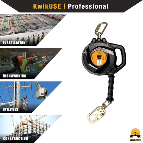 KwikSafety - Charlotte, NC - Mamba 50’ Self Retracting Lifeline [Carbonate + Integrated Handle] Class 1 Cable SRL ANSI OSHA Retractable Fall Arrest Safety Roofing Construction Gear - size: 50FT