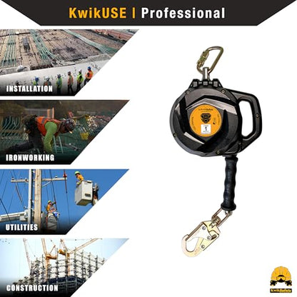KwikSafety - Charlotte, NC - Mamba 50’ Self Retracting Lifeline [Carbonate + Integrated Handle] Class 1 Cable SRL ANSI OSHA Retractable Fall Arrest Safety Roofing Construction Gear - size: 50FT