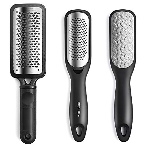 Foot File Callus Remover,Colossal Foot Rasp and Professional Foot Scrubber Pedicure Kit to Remove Hard Skin for Wet and Dry Feet,Surgical Grade Stainless Steel File (black and silvery)