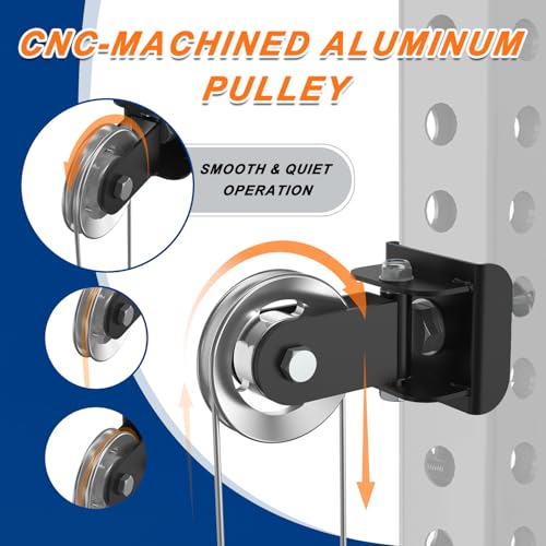 J Bryant Aluminum Alloy LAT Pulldown Pulley Attachment for Cable Machines, Smooth-Machined Pulley Design, Fits 3x3 Power Racks with 5/8''–1'' Holes, Durable Lightweight Accessory for Home Gym