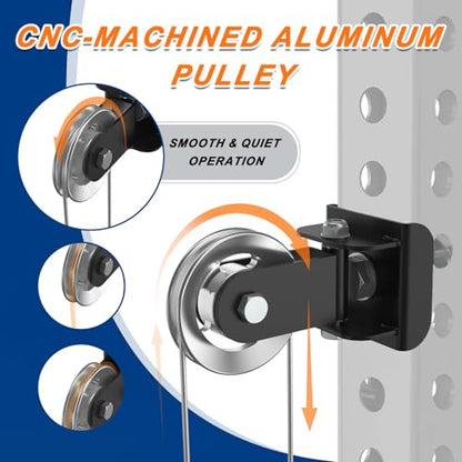 J Bryant Aluminum Alloy LAT Pulldown Pulley Attachment for Cable Machines, Smooth-Machined Pulley Design, Fits 3x3 Power Racks with 5/8''–1'' Holes, Durable Lightweight Accessory for Home Gym