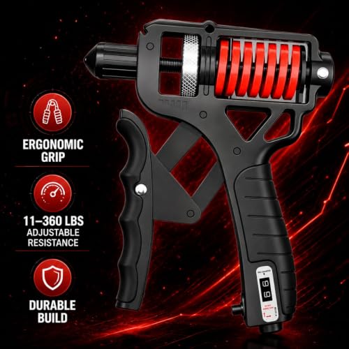 Hand Grip Strengthener Adjustable 5-165kg Grip Strength Trainer with Steel Spring Finger Exerciser for Men and Women - color: Black