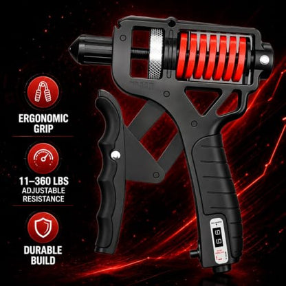 Hand Grip Strengthener Adjustable 5-165kg Grip Strength Trainer with Steel Spring Finger Exerciser for Men and Women - color: Black