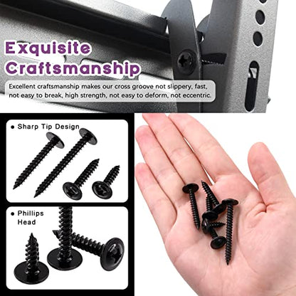 Swpeet 120Pcs #8 x 1 Phillips Modified Truss Head Wood Screws Kit, Black Phosphate Zinc Plated Carbon Steel Self Tapping Sheet Metal Screws Self-Drilling Screws for Plastic, Wood and Soft Materials - color: Black, size: #8 x 1"