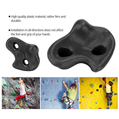 10Pcs Rock Climbing Stone Pig Nose Shape Climbing Holds Plastic Textured Climbing Gear Kit (Black)