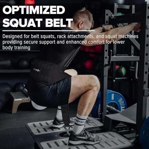 Belt for Belt Squat Dip Belt Weighted Pull Up, Heavy Duty with Structured Back Support and Squat Machine Compatible - color: Black