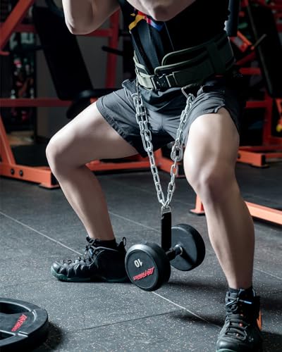 Weighted Dip Belt for Weight Lifting - 46" Pull Up Belt With Chain & Loading Straps - color: Green
