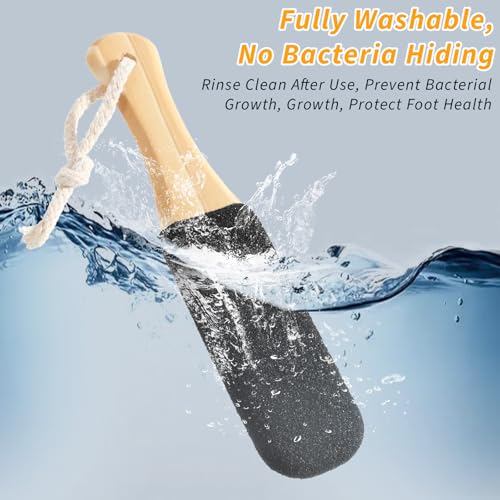 2 Pack Pumice Stone Foot File Wooden Pedicure Foot Scrubber Remover for Heels Elbows Hands in Shower Professional Foots Rasp for Wet and Dry Feet Foots Care Tools for Women Men(Black,White
