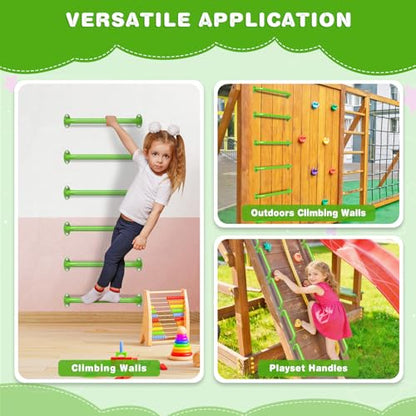 Dolibest 6 Pack 17 Inch Playground Handles, Metal Monkey Bars Indoor & Outdoor, Heavy Duty Ceiling Grab Bars & Wider Base for Climbing Frames, Treehouses, Swing Sets, Wall Ladders & Bunk Beds –Green - color: ‎green 2- 17 Inch-6pcs