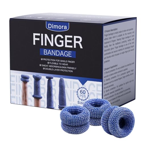Dimora Finger Cots, Blue, Large Size, Pack of 60 | Finger Protectors, Breathable Bandages for Wound Care, Stretchy Sleeves, For Gardening, Fitness and Cargo Handling - color: Blue, size: Large