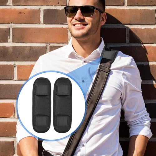 2 Pieces Soft Black Shoulder Strap Pad, Breathable Black Shoulder Pads for Bag Strap Removable Backpack Straps Pads Padded Fastener Cushions Replacement Straps Pad for Guitar Duffle