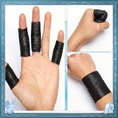 Nuanchu 200 Rolls Self Adhesive Bandage Wrap 2 Inch Black Adherent Water Proof Versatile Cohesive Bandage Wraps Athletic Tape Pet Wrap Ankle Tape for Finger Wrist Ankle Joint