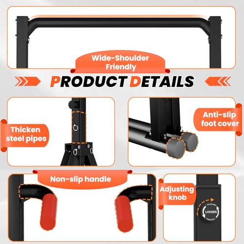 WATBKHE Power Tower Pull Up Dip Station Foldable, Pull Up Bar Station Adjustable, Multi-Function Home Gym, Strength Training Fitness Equipment, Triangular Design, for Home Outdoor - color: Black