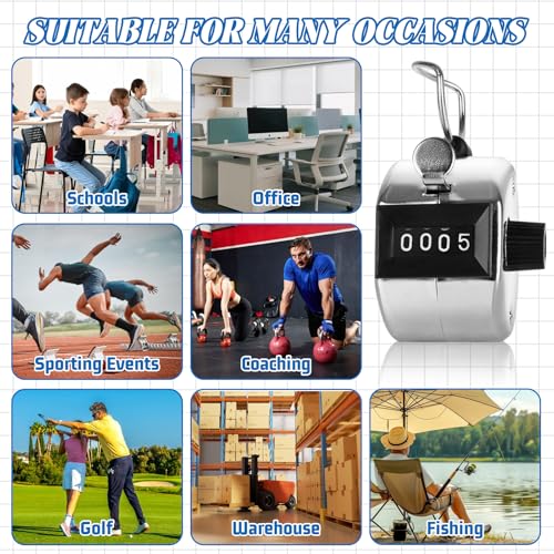 20 Pack Clicker Counter, Metal Hand Tally Counter Clicker, 4 Digit Mechanical Palm Pitch Counter Clicker for Counting Numbers Golf Sports Events Office Stadium