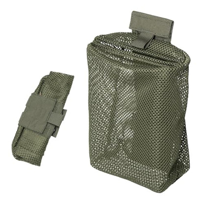 IDOGEAR Tactical Dump Pouch with Adjustable Metal Strip Closure Foldable Mesh Pouches MOLLE Utility Bag Mag Recovery Holster Tactical Belt Vest Backpack Accessories - color: Ranger Green