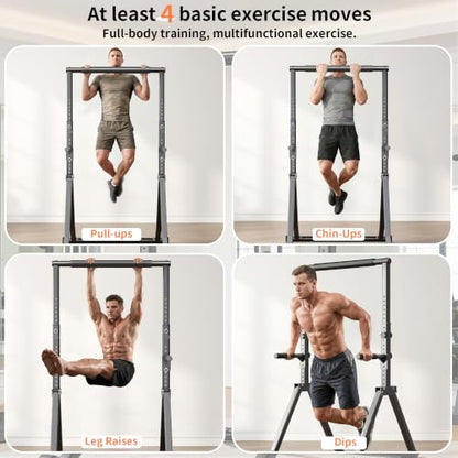 Foldable Pull Up Bar Station 66.1''-84.6'' Power Tower - color: 66"-85" with Dual Dip Handles