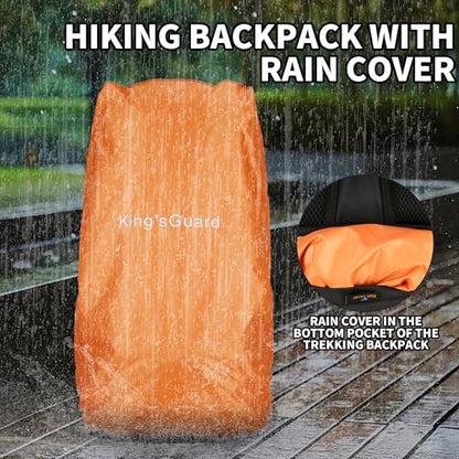 60L Hiking Backpack, Waterproof Camping Backpacking Backpack for Men Outdoor Traveling Climbing Daypack with Rain Cover (Red) - color: Red