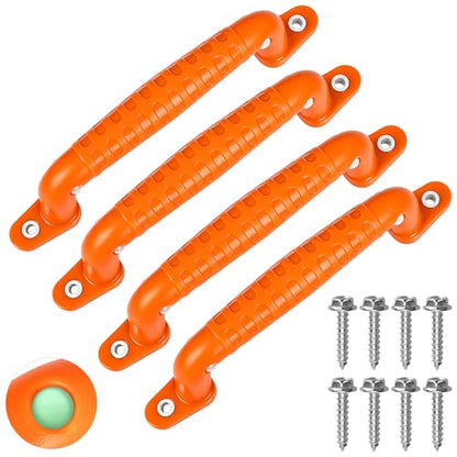 4 Safety Playground Handles Luminous, Swing Set Kids Safety Hand Grips for Playset, Climbing Frame, Play House, Playroom Ladder &Handles, Bunk Bed Handles (Orange) - color: Orange