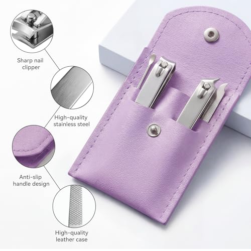 20-Piece Complete Nail Care Kit, Professional Manicure Set with Stainless Steel Tools for Home Use, Travel & Gifts | Portable Nail Clipper Kit in Purple Case(Purple) - color: Purple