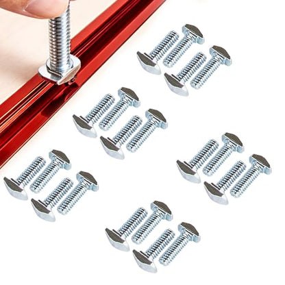 O'SKOOL T-Slot Bolts Drop-in 3/4" Length 20PCS, 1/4"-20 Thread, T Track Accessories for Woodworking Jigs and Fixtures,HWR008 - style: 1/4"-20 Threads, 3/4" Length, 20Pcs