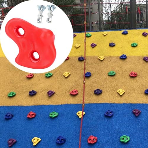 Climbing Hand Foot Holds Grip Kits 10pcs Climbing Holds Stones Plastic Large Climbing Rocks Outdoor Playground Set for Kids - color: Red