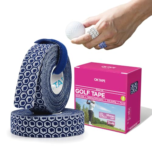 OK TAPE Golf Tape for Fingers, 110 Strips, Finger Tape for Golf, Tennis | Blister Prevention Tape, Flexible, Sweatproof, Synthetic Fiber, Pre-Cut Elastic Athletic Tape (2 Rolls, Blue) - color: Blue