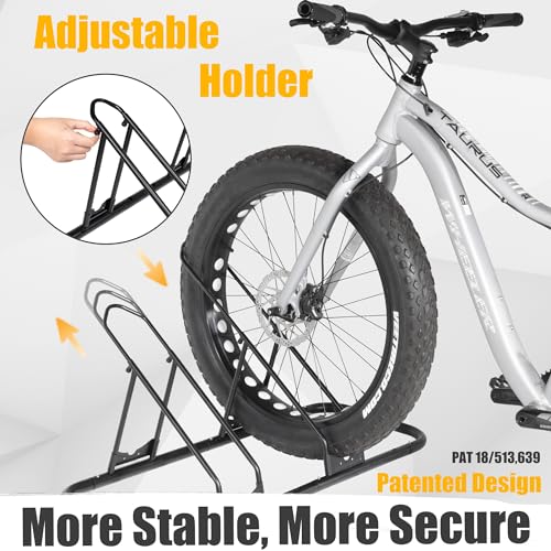 CyclingDeal Bicycle Floor Parking Rack Stand - for Mountain MTB Road Bike - Indoor Home Garage Storage - Adjustable for 3 Fat Bikes - size: 3 Bikes, style: Adjustable for Fat Bike