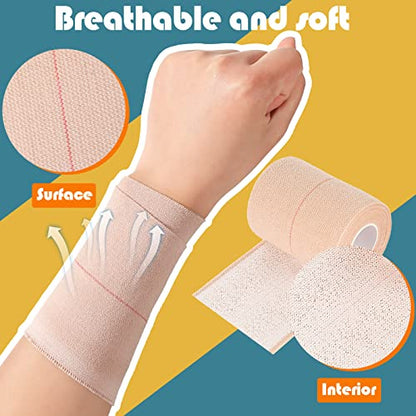 4 Rolls Elastic Tape Adhesive Elastic Tape Self Adhesive Bandage Wrap Flexible Stretch Bandages for Sports Support, Joint Protection & Pet Caring, 5 Yard(3 Inch in Width) - size: 3 Inch in Width