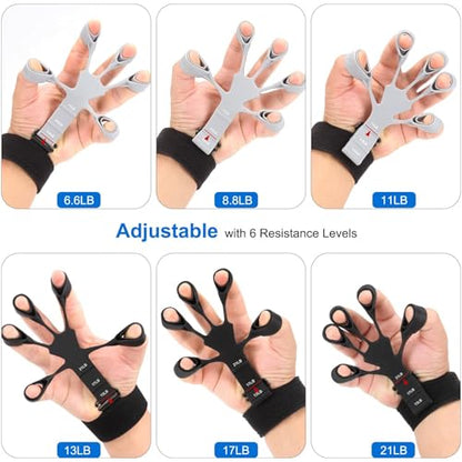 2Pcs Adjustable Finger Resistance Bands for Guitarists, Climbers, Typists, Gamers - color: black