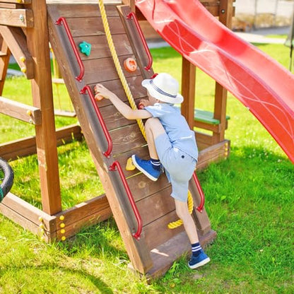 SELEWARE 30" Red Metal Playground Handles Playset Grab Bars Ladder Handle | 500LB 2Pcs Heavy Duty Steel Kids Playground Handles for Indoor/Outdoor Ladder Handrail Swing Set Treehouse Rock Climbing Wall - color: E: 30"-2 Pcs-red