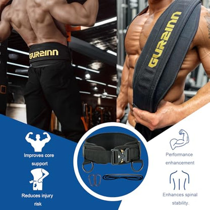 Weight Lifting Belt Gym Fitness with Quick Locking, Dip Belt with rope, Weighted Pull Up Belt for Gym Fitness Powerlifting Squat - color: Black, size: Larger