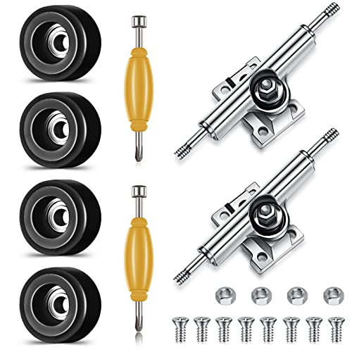 Zhehao 8 Pcs Fingerboard Bearing Wheels Standard Fingerboard Tool CNC Lathed Bearing Wheels Screwdriver and 2 Pcs Nut Driver for 34 mm Wide Decks Finger Skateboard Trucks(Black) - color: Black