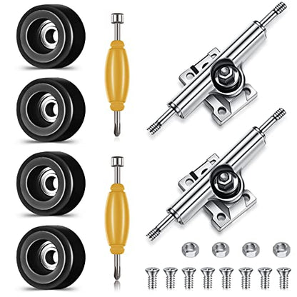 Zhehao 8 Pcs Fingerboard Bearing Wheels Standard Fingerboard Tool CNC Lathed Bearing Wheels Screwdriver and 2 Pcs Nut Driver for 34 mm Wide Decks Finger Skateboard Trucks(Black) - color: Black