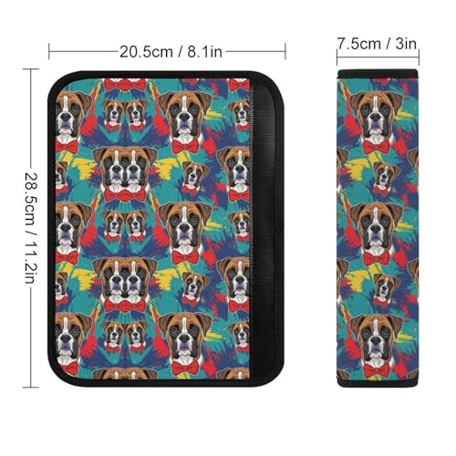 Universal Fit Cute Boxer Dog Car Seat Belt Pad for Elderly Support, Stroller Pushchair High Chair, 1 Pair Shoulder Harness Cover Neck and Shoulder Support - color: Pattern 1186