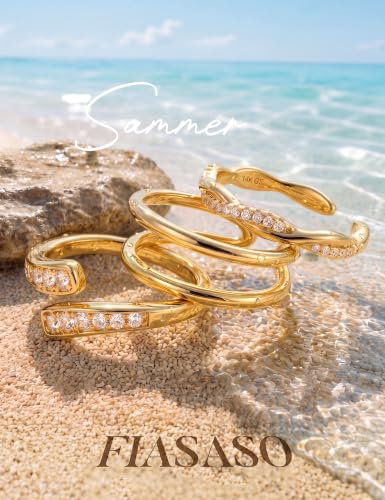 FIASASO 3Pcs Gold Filled Toe Rings for Women Non Tarnish 14K Gold Filled Toe Ring Adjustable Flower Cz Dainty Toe Ring Summer Beach Open Toe Rings Set Toe Jewelry Foot Jewelry - color: 14K Gold Filled twist