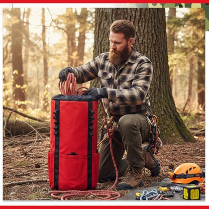Arborist Rope Storage Bag 30l Tree Rock Climbing Rope Arborist Equipment Bucket Backpack Waterproof Throw Line Bag Large Capacity with Side Storage Pockets Tough Rock and Tree Climbing Gear