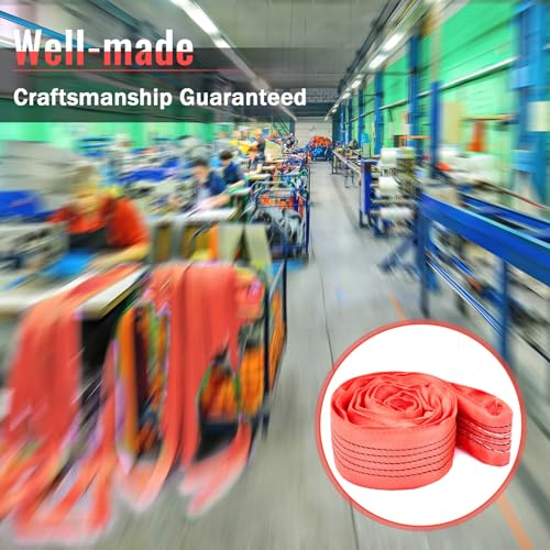 Fabbay 4 Pcs 4 Feet Heavy Duty Polyester Endless Loop Round Lift Slings Lifting Straps for Hoist Towing Moving Furniture Rigging Equipment, 13200 LB Vertical, 10600 LB Choker, 26400 LBs Basket(Red) - color: Red, size: 4 Feet