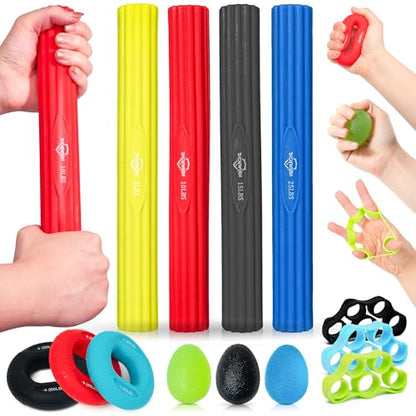 DICYWUDI Flex Therapy Bar and Grip Strength Trainers set, Physical Therapy & Resistance Bar for Golfers Elbow,Tendinitis,Wrist,Forearms Pain, Improve Grip Strength and Relieve Pain - color: 13pcs ‎black Sets