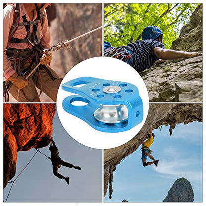 20KN Outdoor Climbing Pulley, Aluminum Side Swing Pulley, Climbing Pulley for Climbing Aloft Work Rappelling Rescue - size: Blue